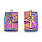 Ion Plating(IP) 304 Stainless Steel Pendants, Rectangle with Sun, Rainbow Color, 30x18.5x3mm, Hole: 2mm