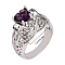 Alloy Rhinestone Wide Band Rings, Purple Velvet, US Size 8(18.1mm)