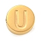 Ion Plating(IP) 304 Stainless Steel Beads, Flat Round with Letter, Golden, Letter U, 8x3mm, Hole: 1.6mm