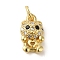 Brass Micro Pave Clear Cubic Zirconia Pendants, Bear , Real 18K Gold Plated, 13.8x7.5x3mm, Hole: 3.2mm