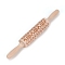 Christmas Reindeer Wooden Rolling Pins, Engraved Embossing Rolling Pin, for Baking Embossed Cookies, Kitchen Tool, BurlyWood, 35.8x1.75~4.7cm