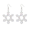 Snowflake Glass Dangle Earrings, with Brass Findings, Clear AB, 67x38~40mm