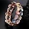 Coloful Alloy Enamel Links Stretch Bangles, Flower, Rose Gold, Inner Diameter: 2-1/4 inch(5.7cm)