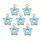 Alloy Enamel Pendants, Star, Light Gold, Deep Sky Blue, 16x14x2mm, Hole: 1.6mm