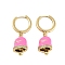 Bell Brass & Enamel Hoop Earrings for Women, Lead Free & Cadmium Free, Real 18K Gold Plated, Pink, 30mm