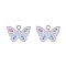 Alloy Rhinestone Pendants, Enamel Style, Butterfly, White, 18mm