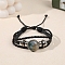 Natural Indian Agate Flat Round Link Multi-strand Bracelets, PU Leather Braided Triple Layer Bracelets for Men Women, Inner Diameter: 2-1/8~2-1/2 inch(5.5~6.5cm)