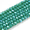 Electroplate Opaque Solid Color Glass Beads Strands, Half Rainbow Plated, Faceted, Rondelle, Light Sea Green, 2.3~2.7x1.5mm, Hole: 0.4mm, about 150~155pcs/strand, 32~33cm