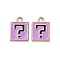 Alloy Enamel Charms, Square with Question Mark Charm, Golden, Plum, 12.5x9x1mm, Hole: 1.6mm, 10pcs/set