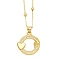 Brass Micro Pave Cubic Zirconia Pendant Necklaces, Heart, Golden, 17.72 inch(45cm), Pendant: 24x18mm