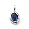 925 Sterling Silver Cubic Zirconia Oval Charms, Birthstone Charms with 925 Stamp, Silver Color Plated, Prussian Blue, 14.5x8x3mm, Hole: 3.5x2mm