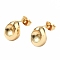 Brass Stud Earring Findings, with Ear Nuts and 925 Sterling Silver Pins, For Half Hole Beads, Teardrop, Real 18K Gold Plated, 13x9.5mm, Pin: 0.8mm