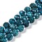 Natural Sesame Jasper Dyed Beads Strands, Faceted, Rondelle, with Seed Beads, Dark Turquoise, 7.5~8x6.5mm, Hole: 1.4mm, about 45~46pcs/strand, 15.75''(40cm)