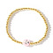 Christmas Brass Beaded Stretch Bracelets, Golden, Snowman, 6-7/8 inch(17.5cm)