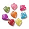 Plating Opaque Acrylic Pendant, AB Color, Heart, Mixed Color, 20.5x17.5x6.5mm, Hole: 2.5mm, 471pcs/500g