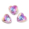 Glass Rhinestone Cabochons, Flat Back & Back Plated, Faceted, Heart, Heliotrope, 8x8x4mm