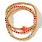 3Pcs Golden Luxury Brass Beaded Gothic Cross Ladies Elastic Bracelet Sets, Red, 6-1/2 inch(16.5cm)