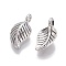 Tibetan Style Alloy Leaf Pendants, Cadmium Free & Lead Free, Antique Silver, 14.5x7.5x4mm, Hole: 2mm