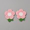 Crochet Flower Appliques, Computerized Embroidery Cloth Patches, Costume Accessories, Sewing Craft Decoration, Pink, 47x40x2.5mm