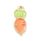 Light Gold Plated Alloy Enamel Pendants, Cadmium Free & Lead Free, Carrot Charm, Orange, 15x7x2mm, Hole: 1.5mm