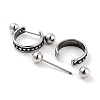 Textured 316 Surgical Stainless Steel Shield Barbell Hoop Earrings EJEW-Z050-51AS-2