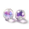 Two Tone UV Plating Rainbow Iridescent Acrylic Beads TACR-D010-03B-07-3