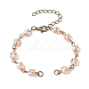 Square Faceted Glass Beaded Link Chain Bracelet Making AJEW-JB01150-49-1