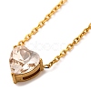 Ion Plating(IP) 304 Stainless Steel Pave Cubic Zirconia Heart Pendant Cable Chain Necklaces for Women NJEW-G142-07G-01-1