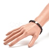 Natural Lava Rock Stretch Bracelet with Alloy Word Gratitude Beaded BJEW-JB08309-04-3