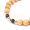 Natural Wood & Gemstone Beaded Stretch Bracelet BJEW-JB07820-6