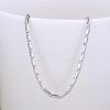 Platinum Plated Tin Alloy Bar Link Chain Fine Necklaces NJEW-BB10193-18-1