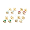 Column Cubic Zirconia Stud Earrings with Enamel EJEW-P196-02G-1