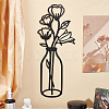 Iron Wall Art Vase Flowers AJEW-WH0263-17-5