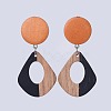 Resin & Wood Dangle Earrings EJEW-JE03028-2