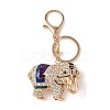 Elephant Zinc Alloy Enamel with Rhinestone Pendant Keychain KEYC-G061-01A-1