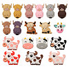 CHGCRAFT 18Pcs 18 Styles Cow/Cattle Food Grade Silicone Beads SIL-CA0002-86-8