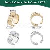 Unicraftale 4Pcs 2 Colors 304 Stainless Steel Open Cuff Ring Findings STAS-UN0038-04-2