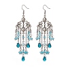 Glass Teardrop Tassel Chandelier Earrings EJEW-TA00184-02-1