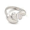 Non-Tarnish 304 Stainless Steel Heart Open Cuff Ring for Women X-RJEW-A043-31P-2