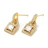 Rack Plating Brass Padlock Dangle Stud Earrings with Cubic Zirconia EJEW-D061-56G-1