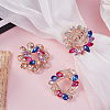 Gorgecraft 3Pcs 3 Style Colorful Dyed Quartz Flower & Heart Brooch Pins FIND-GF0005-31-4