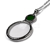 Flat Round Glass Magnifying Pendant Necklace for Women NJEW-K125-01B-03-3