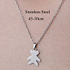 Non-Tarnish 201 Stainless Steel Bear Pendant Necklace NJEW-OY001-09-3