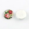 Half Round/Dome Floral Pattern Glass Flatback Cabochons for DIY Projects X-GGLA-Q037-25mm-M16-2