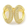 Rack Plating Brass Micro Pave Cubic Zirconia Teardrop Open Cuff Rings for Women RJEW-I104-01G-2