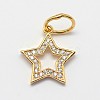 CZ Brass Micro Pave Cubic Zirconia Five-Pointed Star Charms ZIRC-L018-07-2