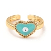 Heart with Evil Eye Cubic Zirconia Cuff Ring for Women RJEW-C004-21-RS-2