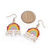 Glass Seed Rainbow with Teardrop Dangle Earrings EJEW-MZ00016-2