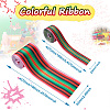 2Rolls 2 Styles Stripe Pattern Printed Polyester Grosgrain Ribbon OCOR-TA0001-37J-3
