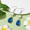 Glass Teardrop & Natural Pearl Dangle Earrings EJEW-JE05725-2